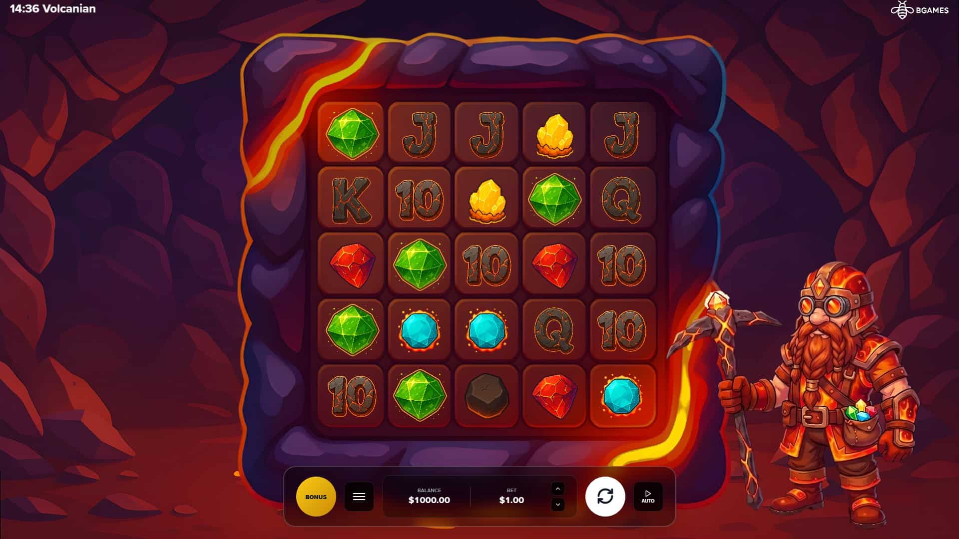 Volcanian slot gameplay reels