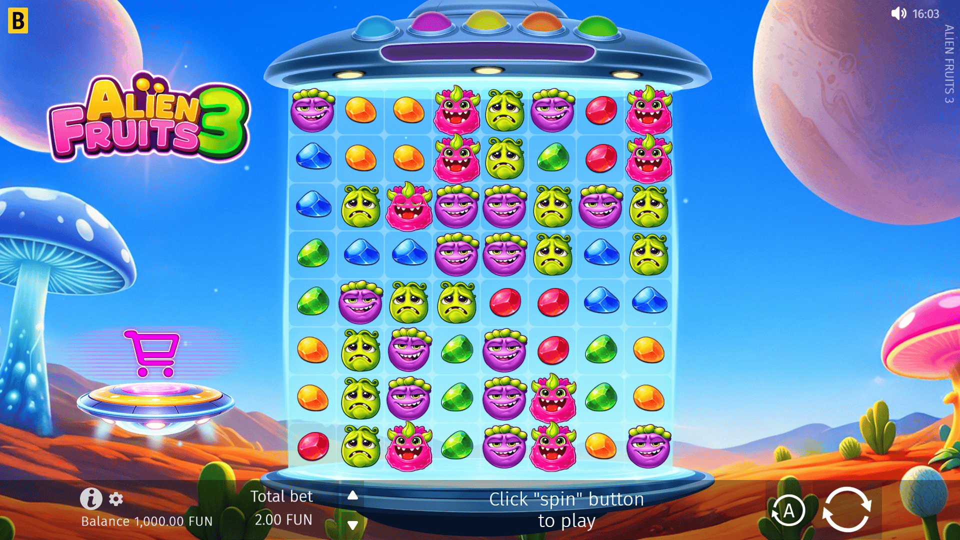 Alien Fruits 3 slot gameplay reels