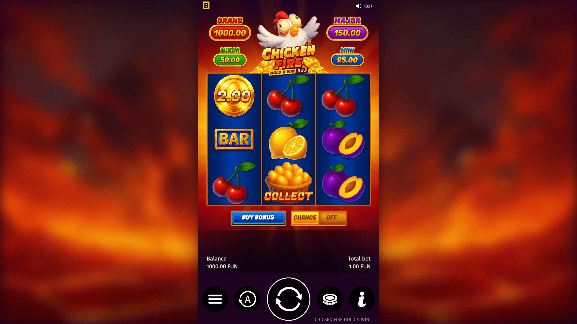 Chicken Fire slot gameplay reels