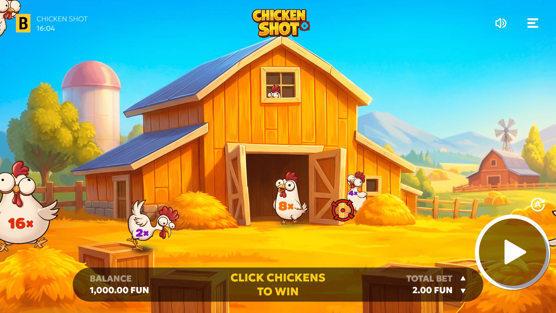 Chicken Shot slot gameplay reels