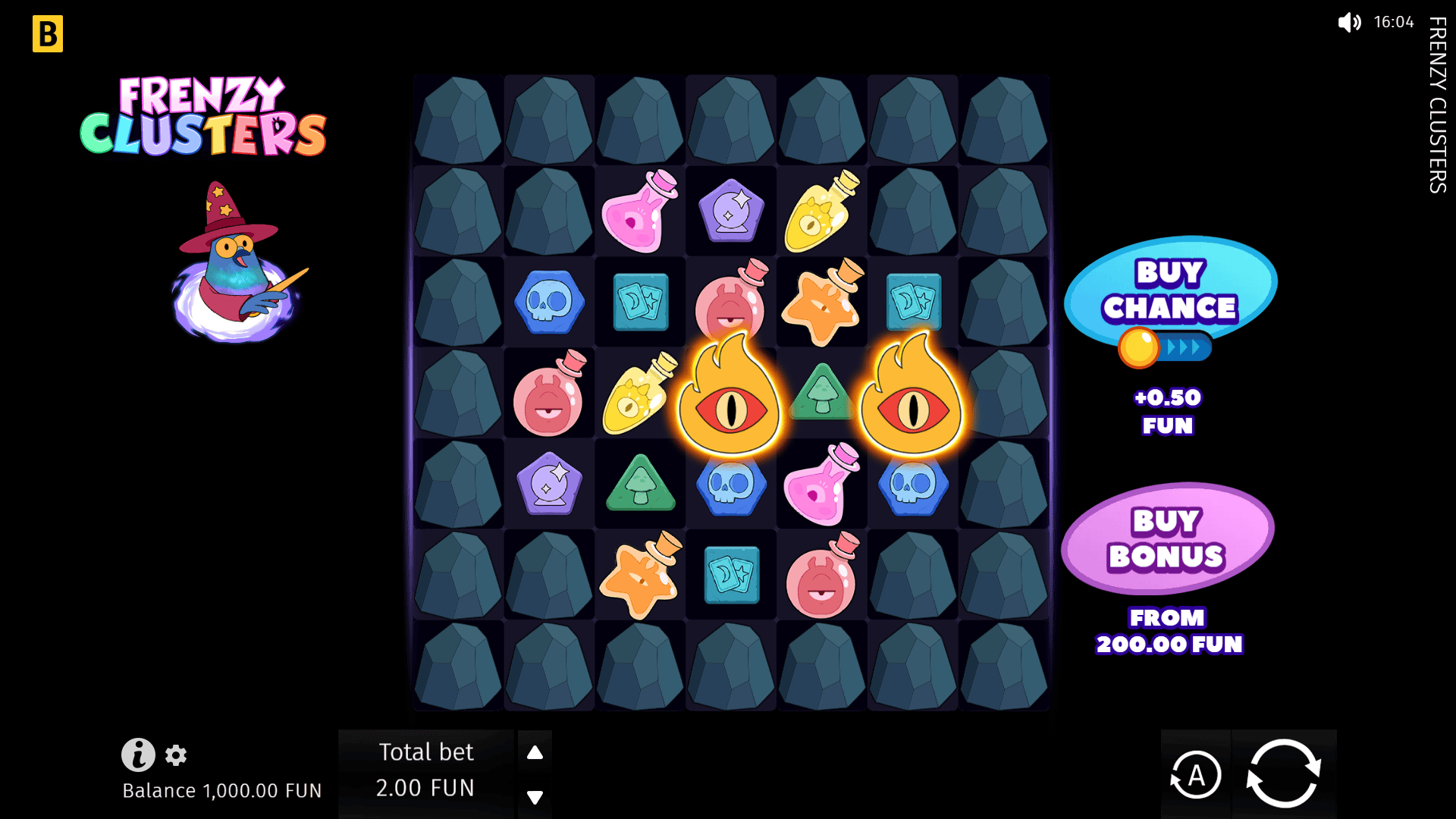 Frenzy Clusters slot gameplay reels