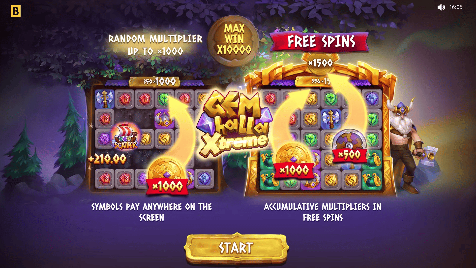 Gemhalla Xtreme slot intro screen