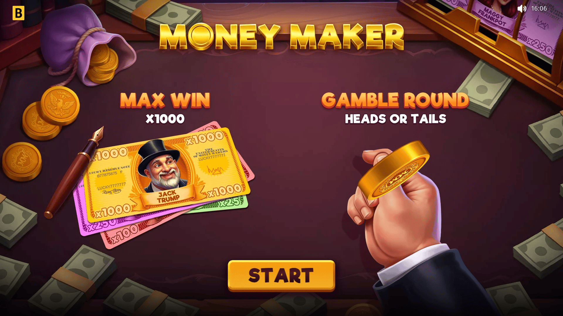 Money Maker slot intro screen