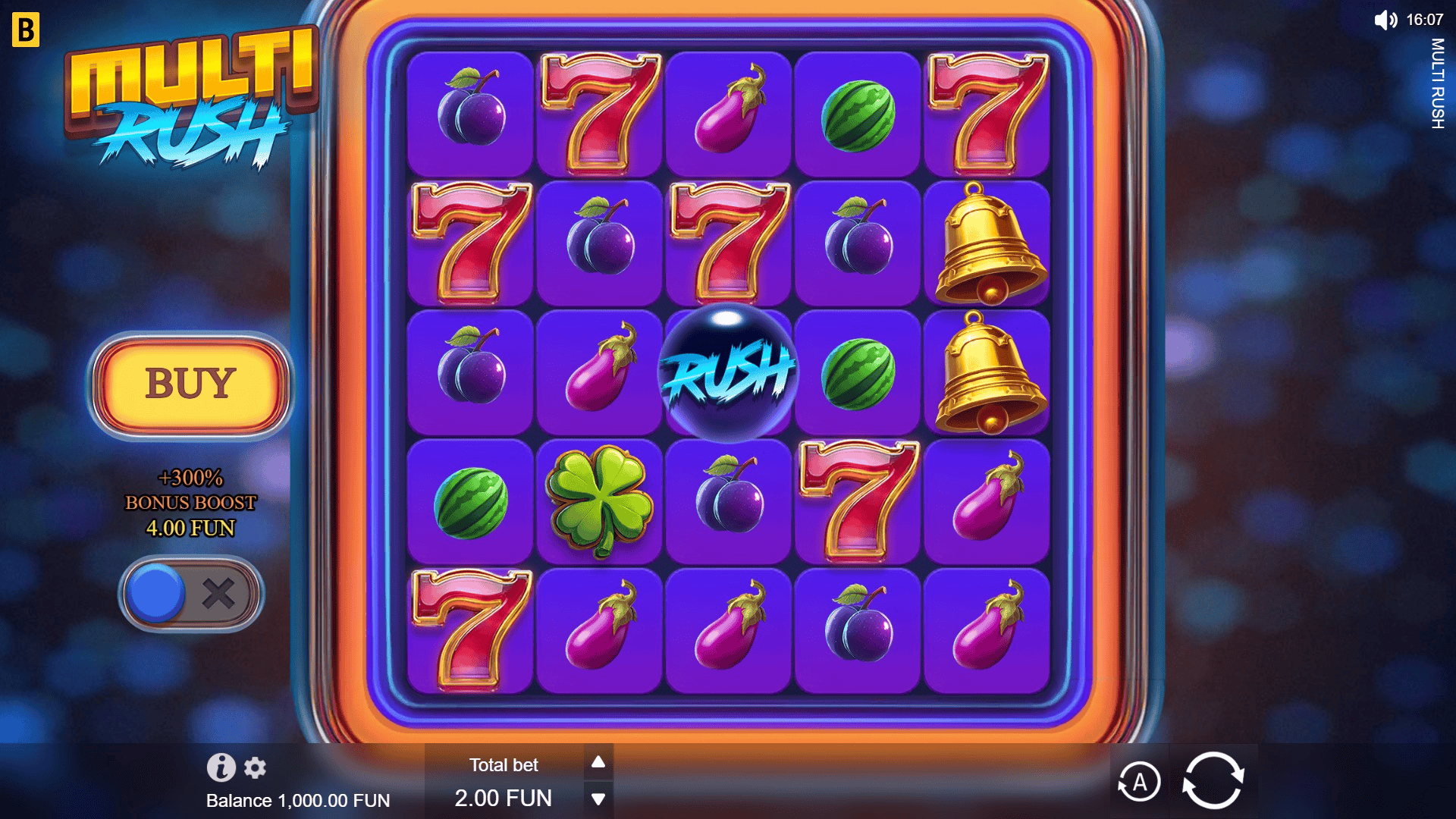 Multi Rush slot gameplay reels