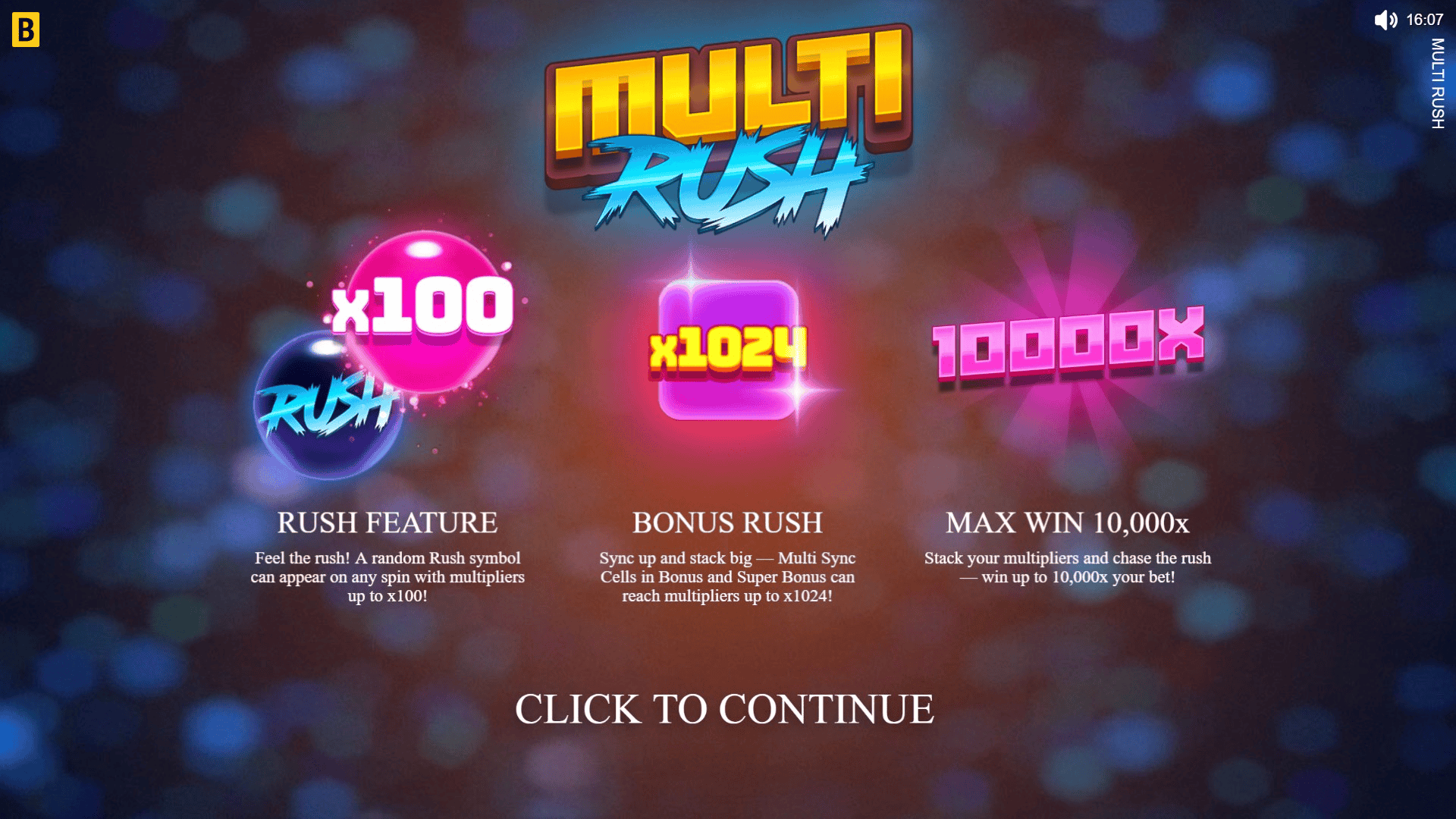 Multi Rush slot intro screen