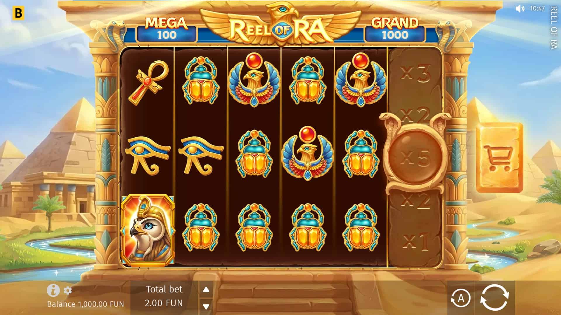Reel of Ra slot gameplay reels