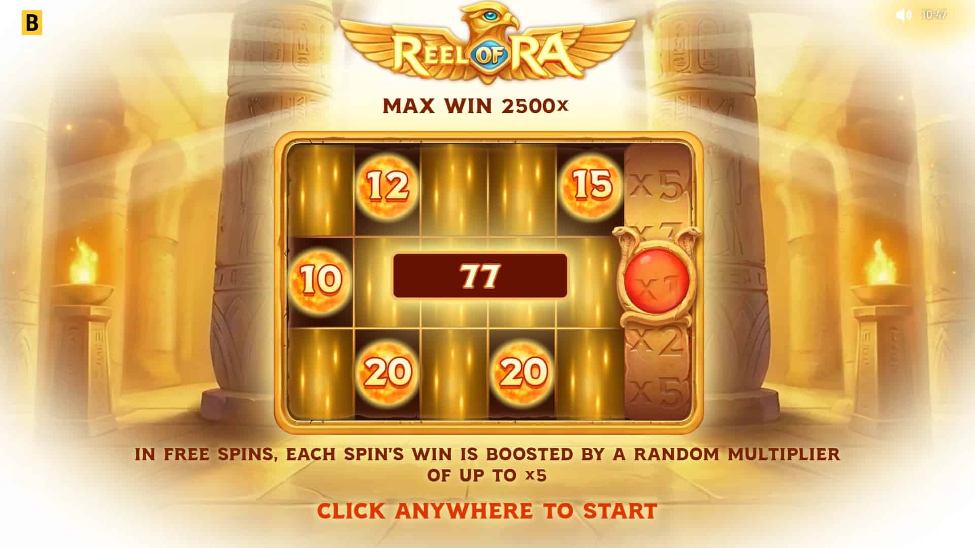 Reel of Ra slot intro screen