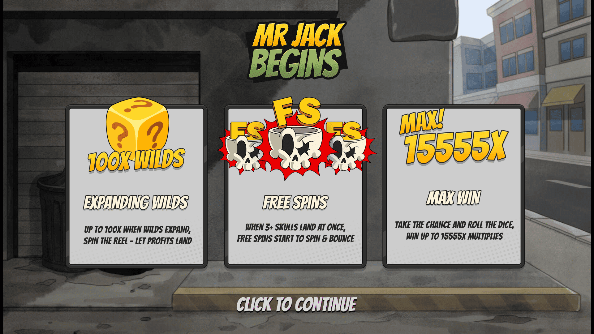 Mr Jack Begins slot intro screen