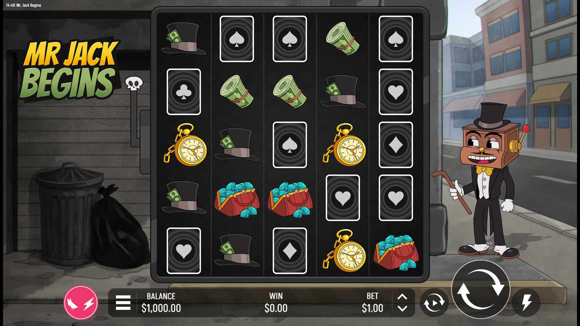 Mr Jack Begins slot gameplay reels