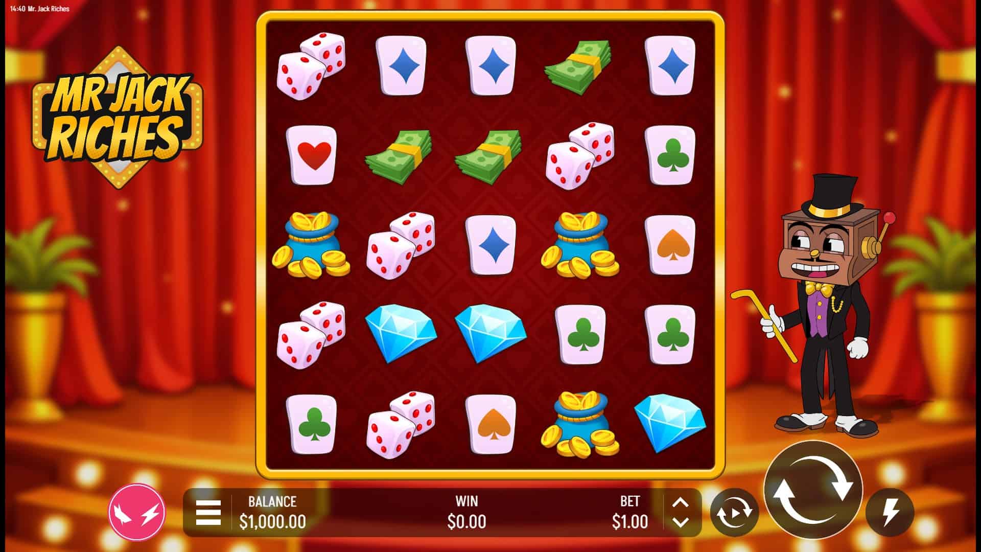 Mr Jack Riches slot gameplay reels
