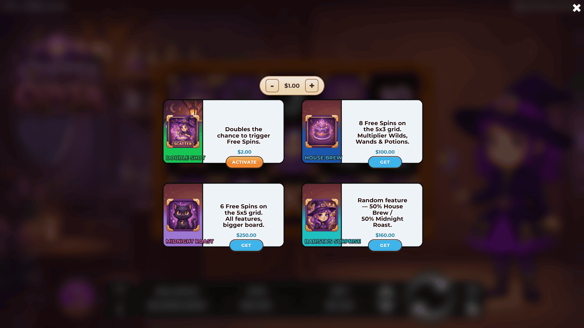 Coffee Coven bonus buy menu