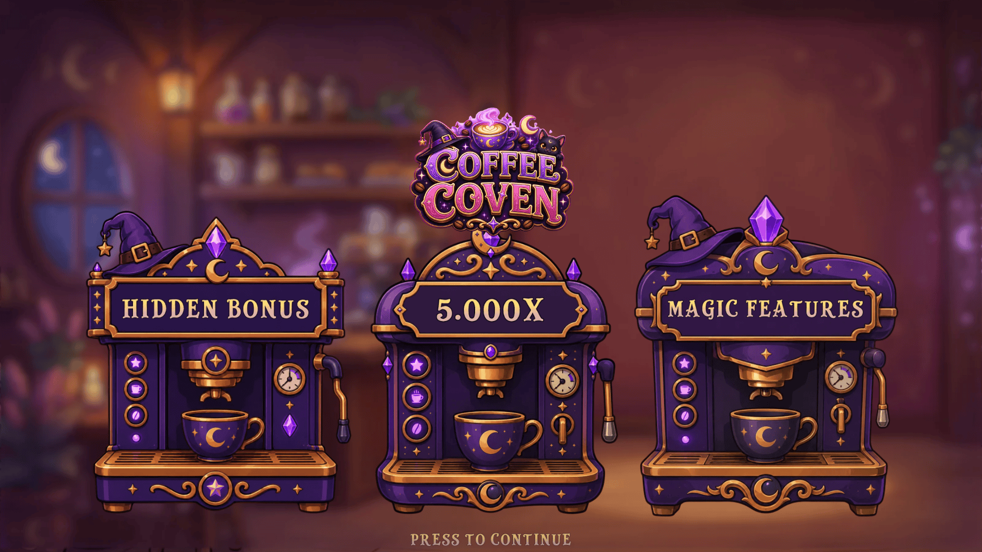 Coffee Coven slot intro screen