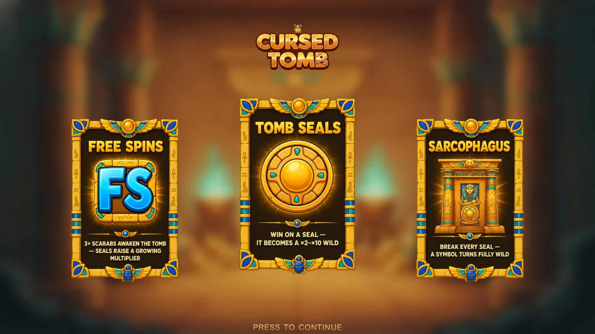 Cursed Tomb slot intro screen