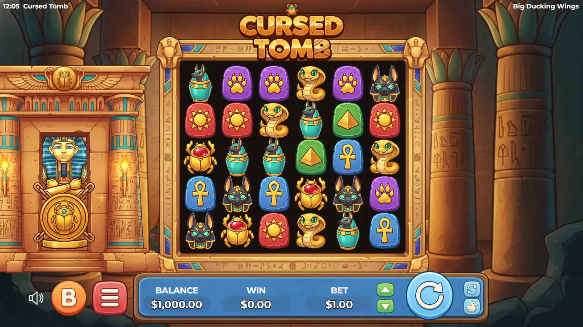 Cursed Tomb slot gameplay reels