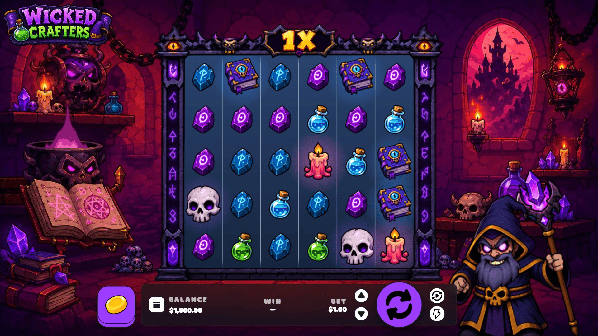Wicked Crafters slot gameplay reels
