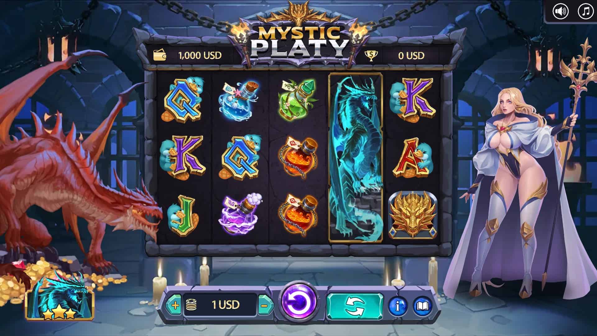 Mystic Platy slot gameplay reels