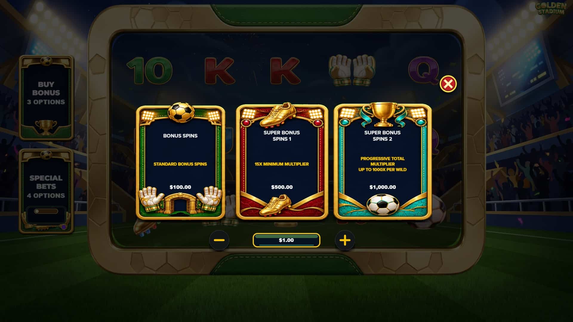 Golden Stadium bonus buy menu