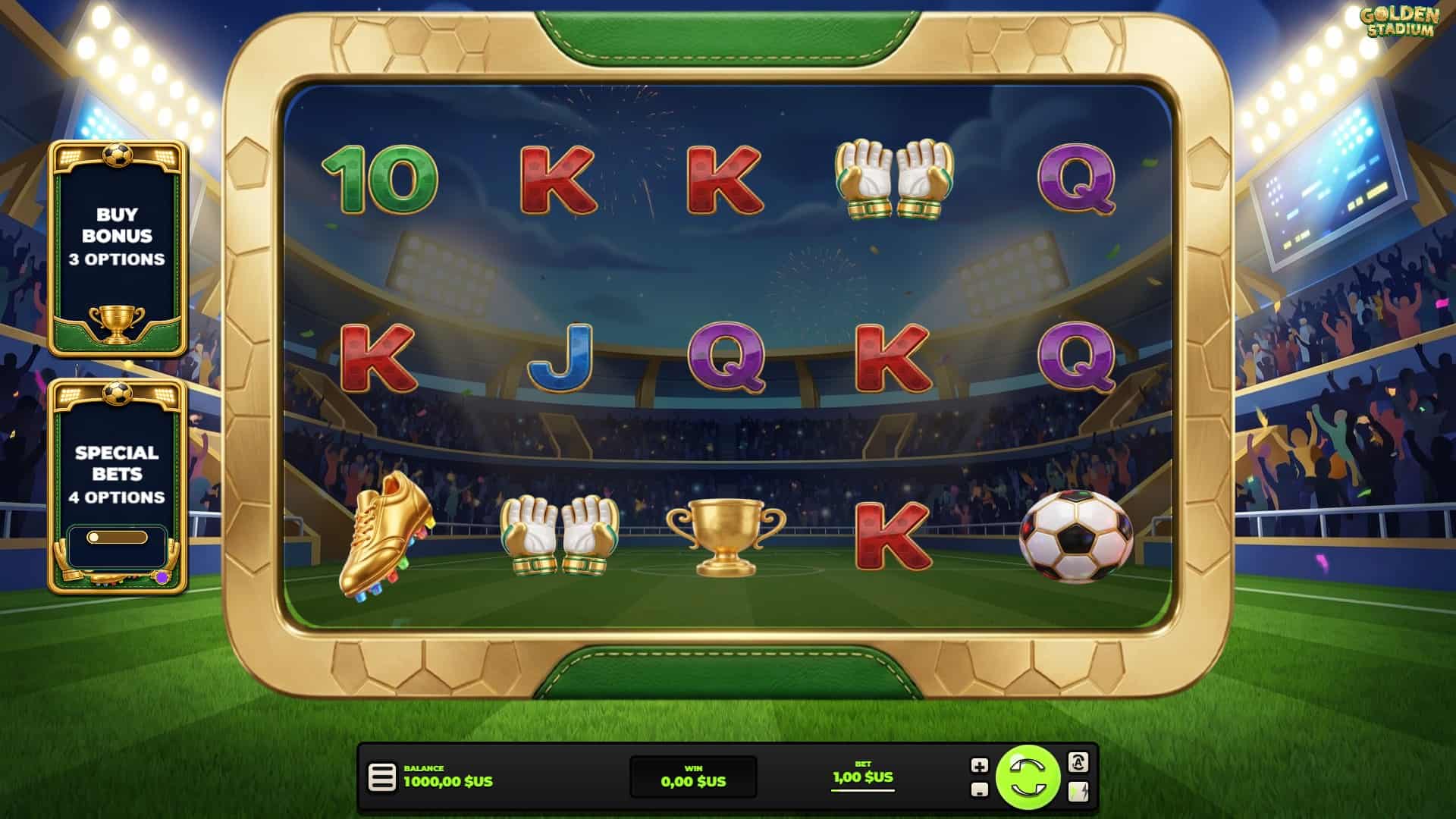 Golden Stadium slot gameplay reels