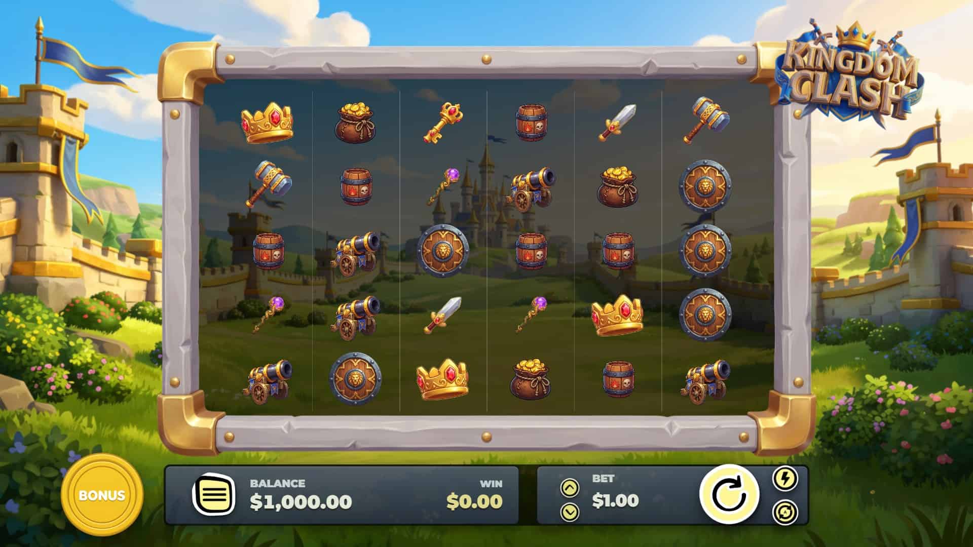 Kingdom Clash slot gameplay reels