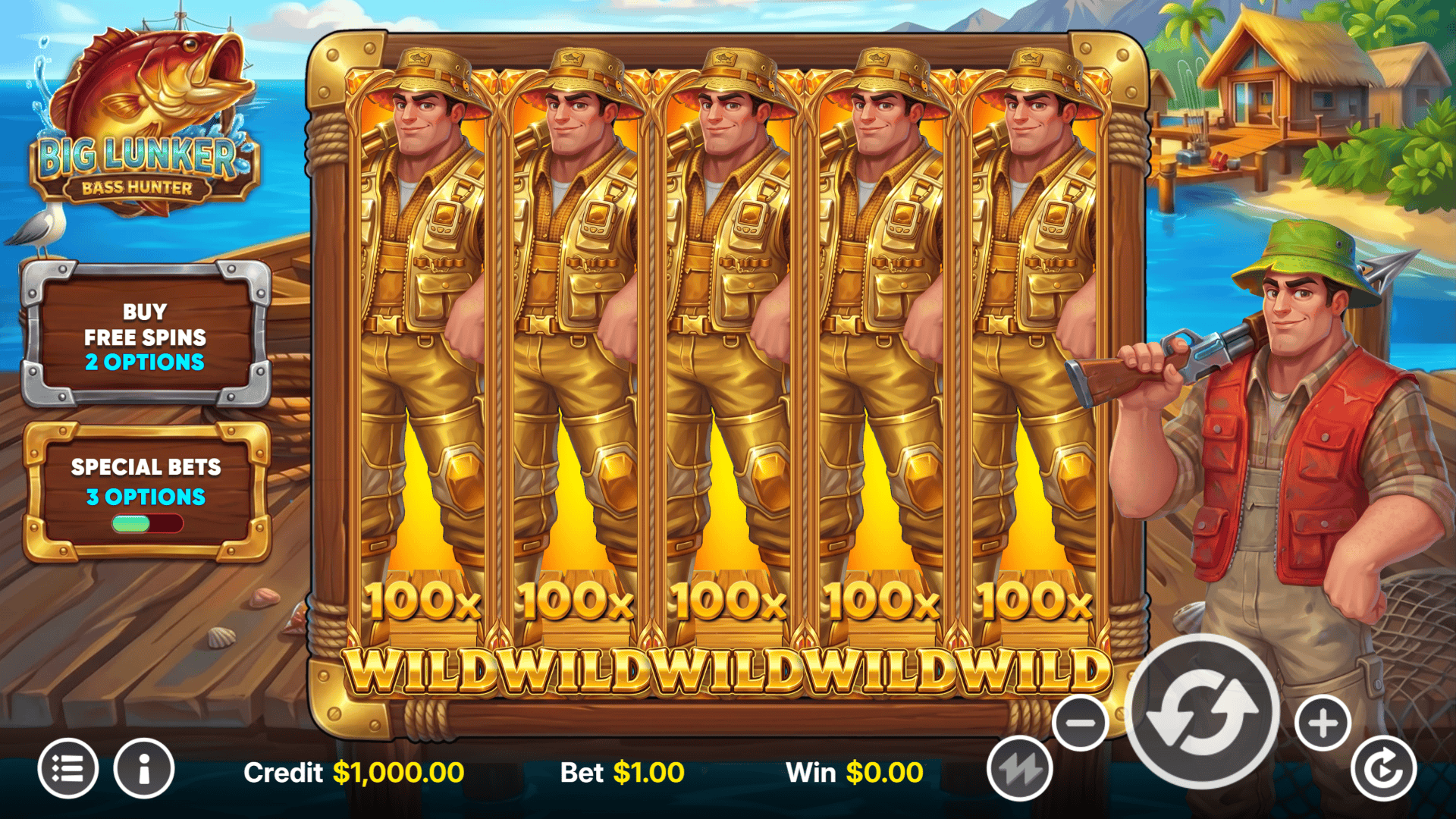 Big Lunker Bass Hunter slot gameplay reels
