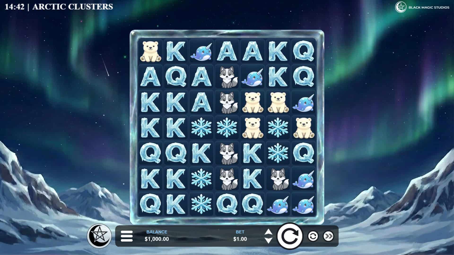 Arctic Clusters Cluster Pays slot gameplay reels
