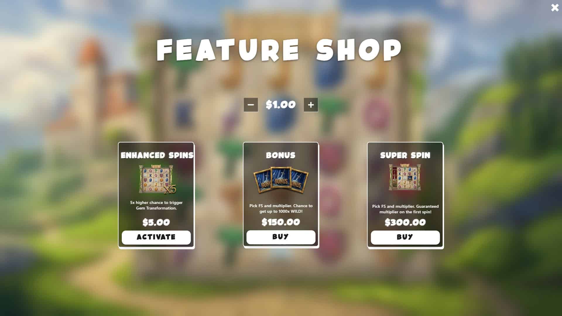 Sword Of Kings bonus buy menu