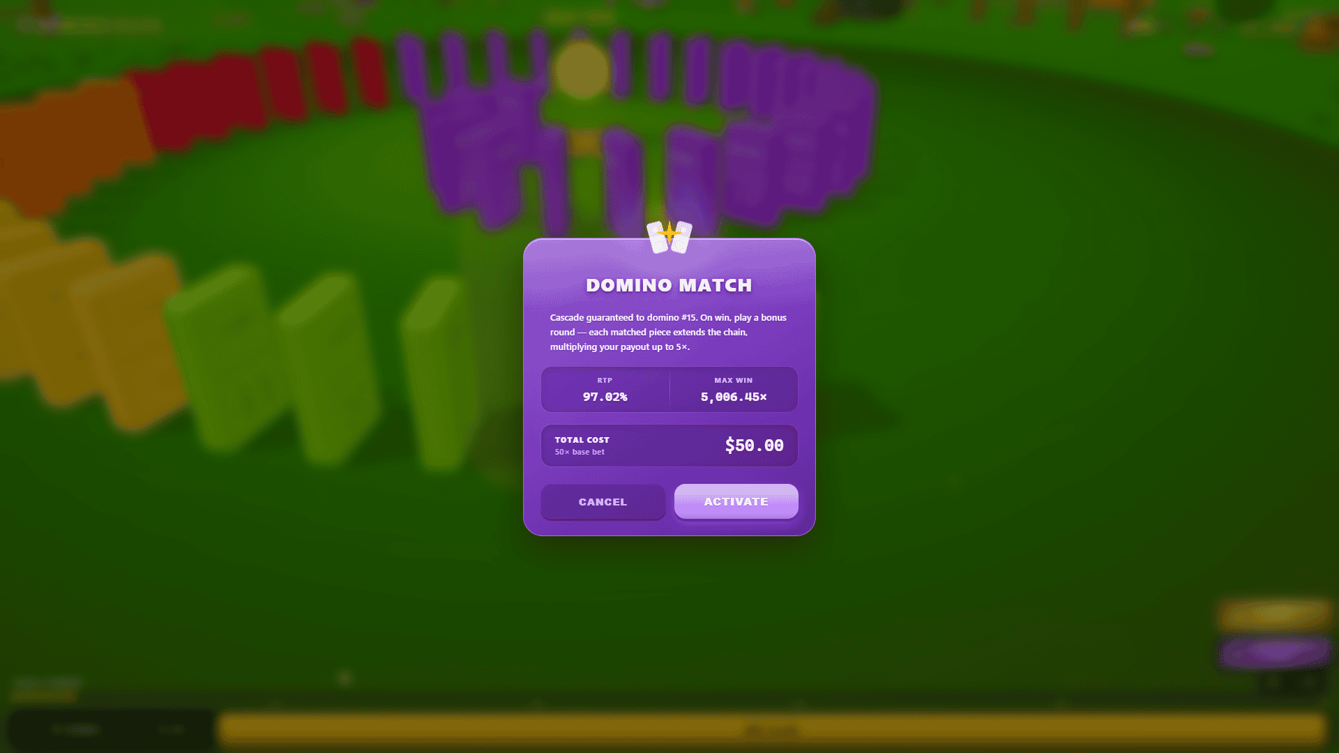 Domino Crash bonus buy menu