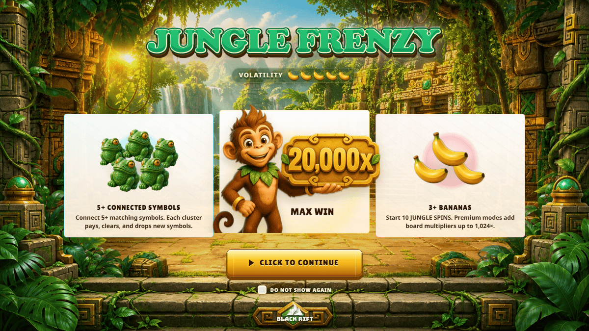 Jungle Frenzy slot intro screen