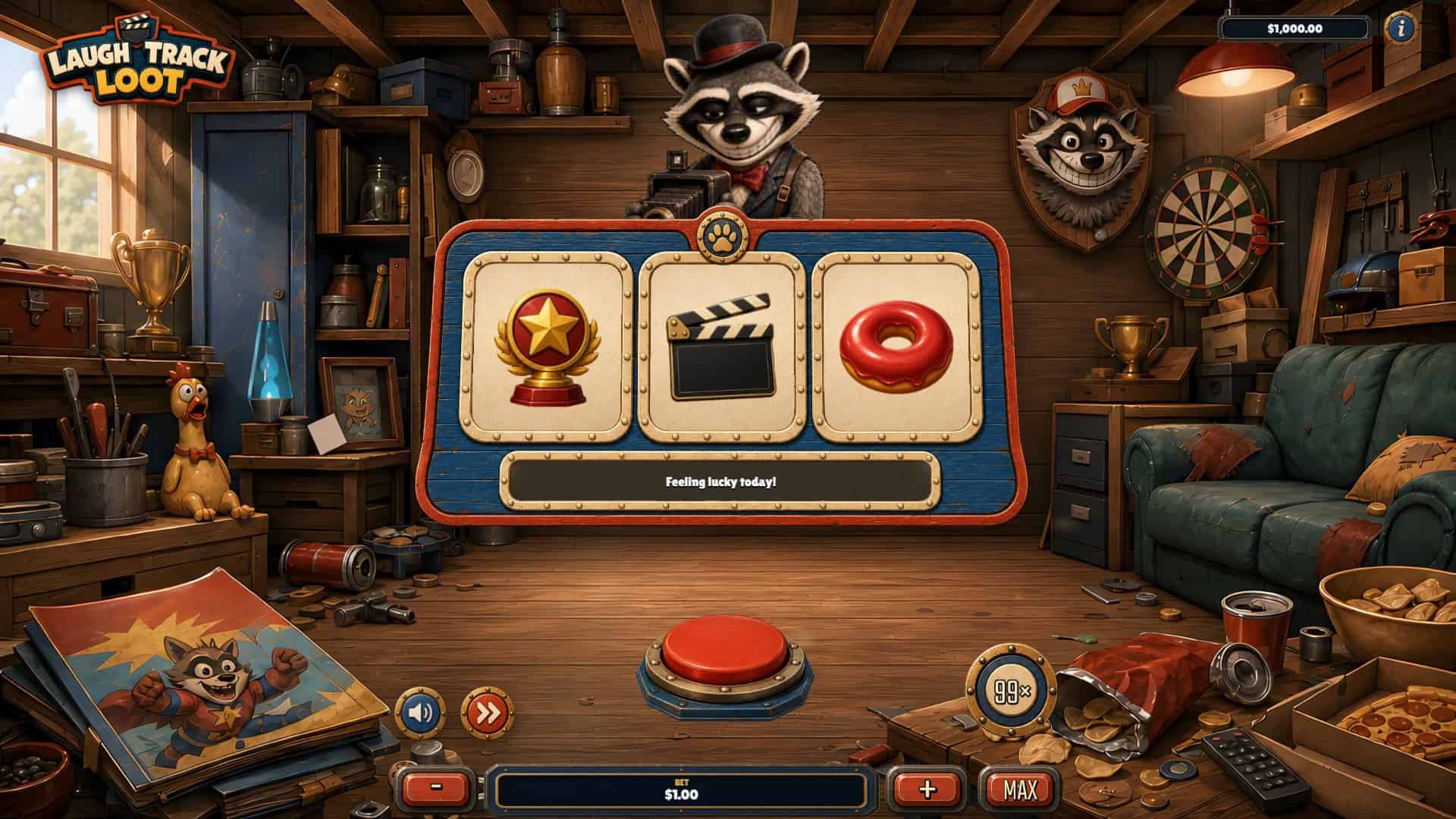 Laugh Track Loot slot gameplay reels