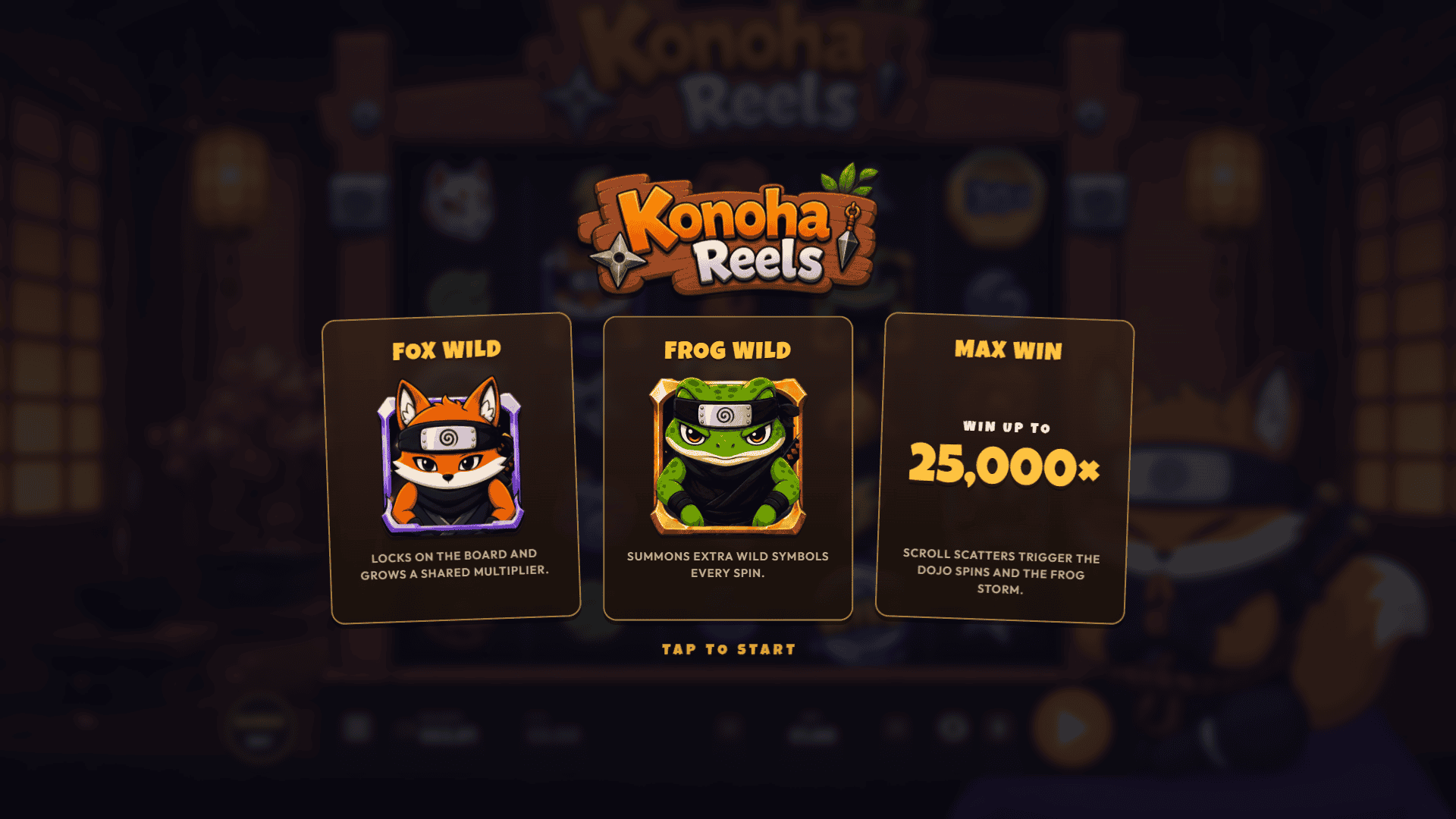 Konoha Reels slot intro screen