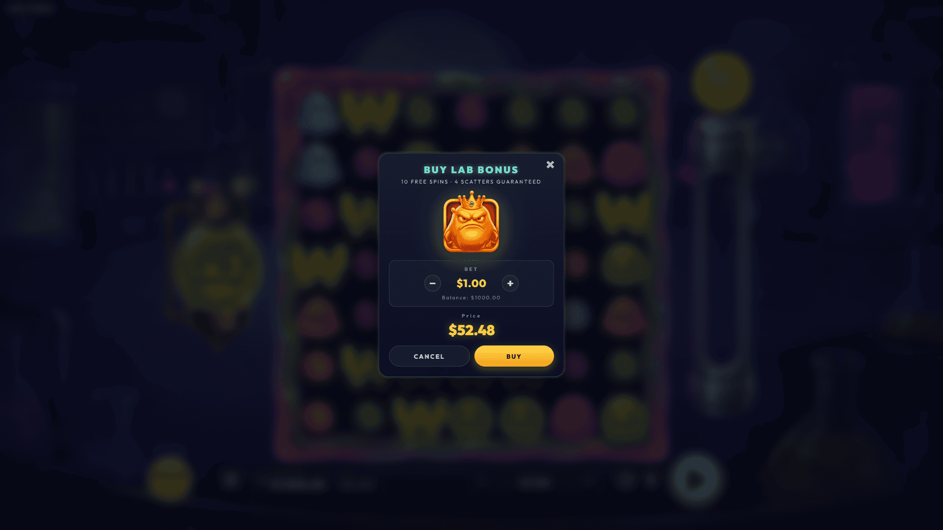 Lab Panic bonus buy menu