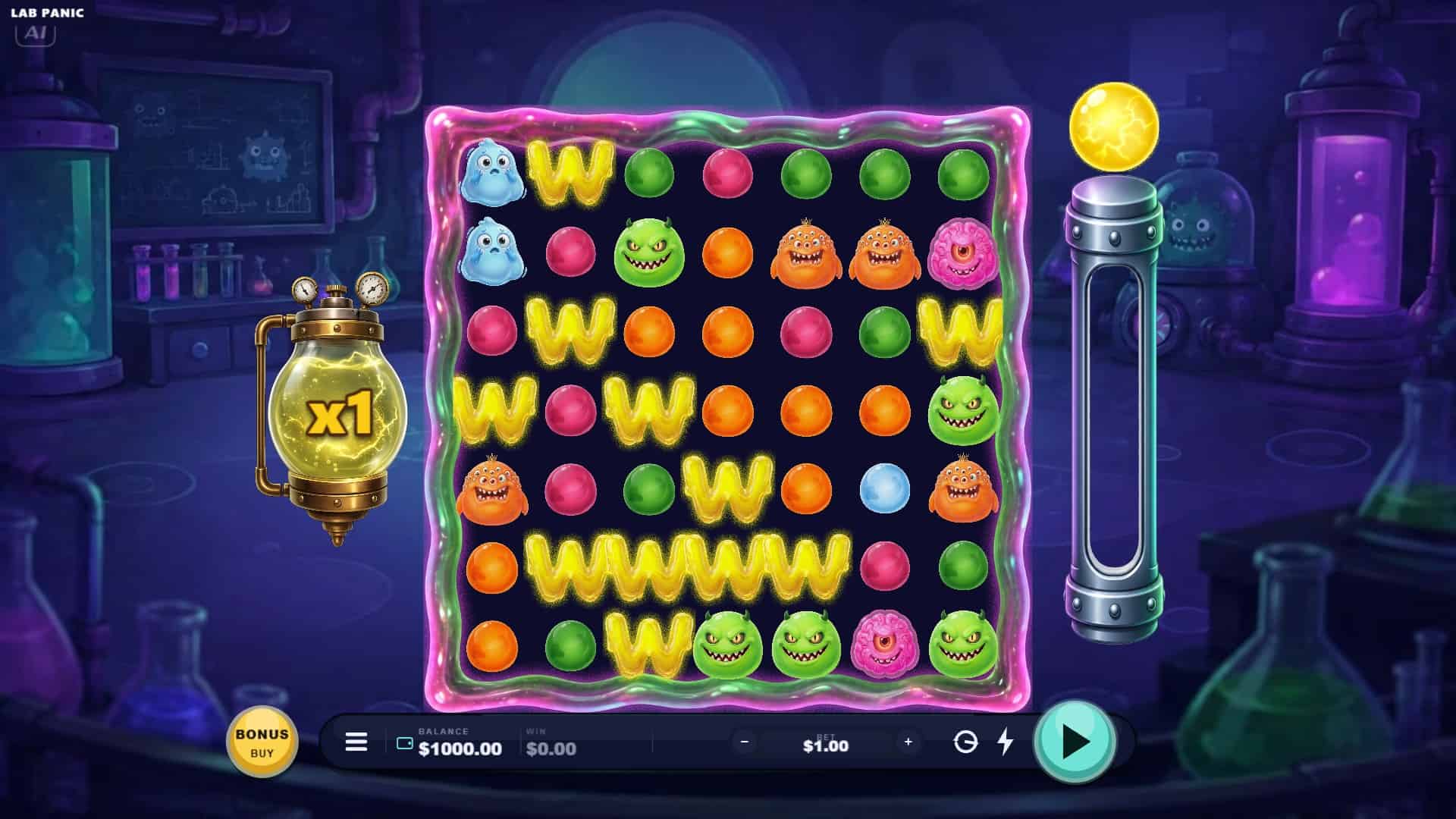 Lab Panic slot gameplay reels