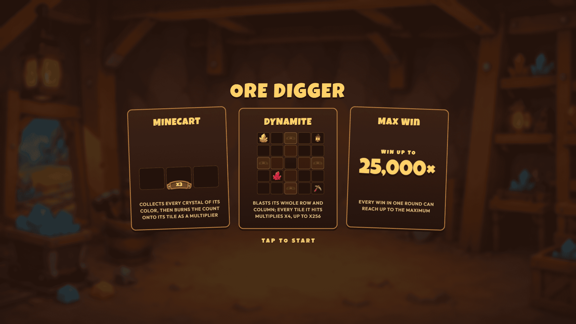 Ore Digger slot intro screen