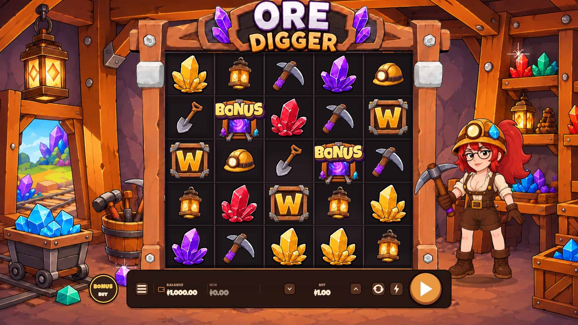 Ore Digger slot gameplay reels