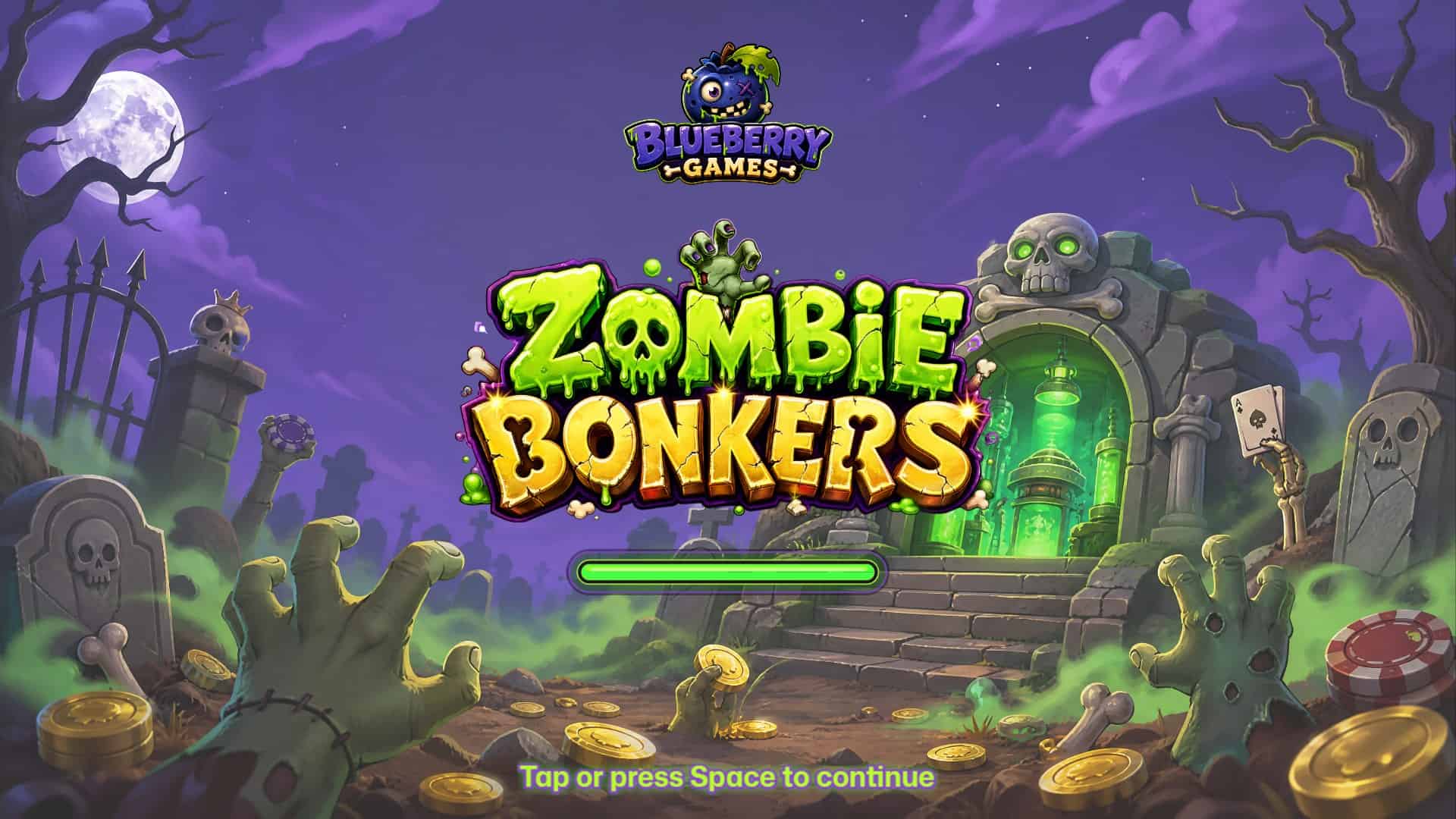 Zombie Bonkers slot intro screen