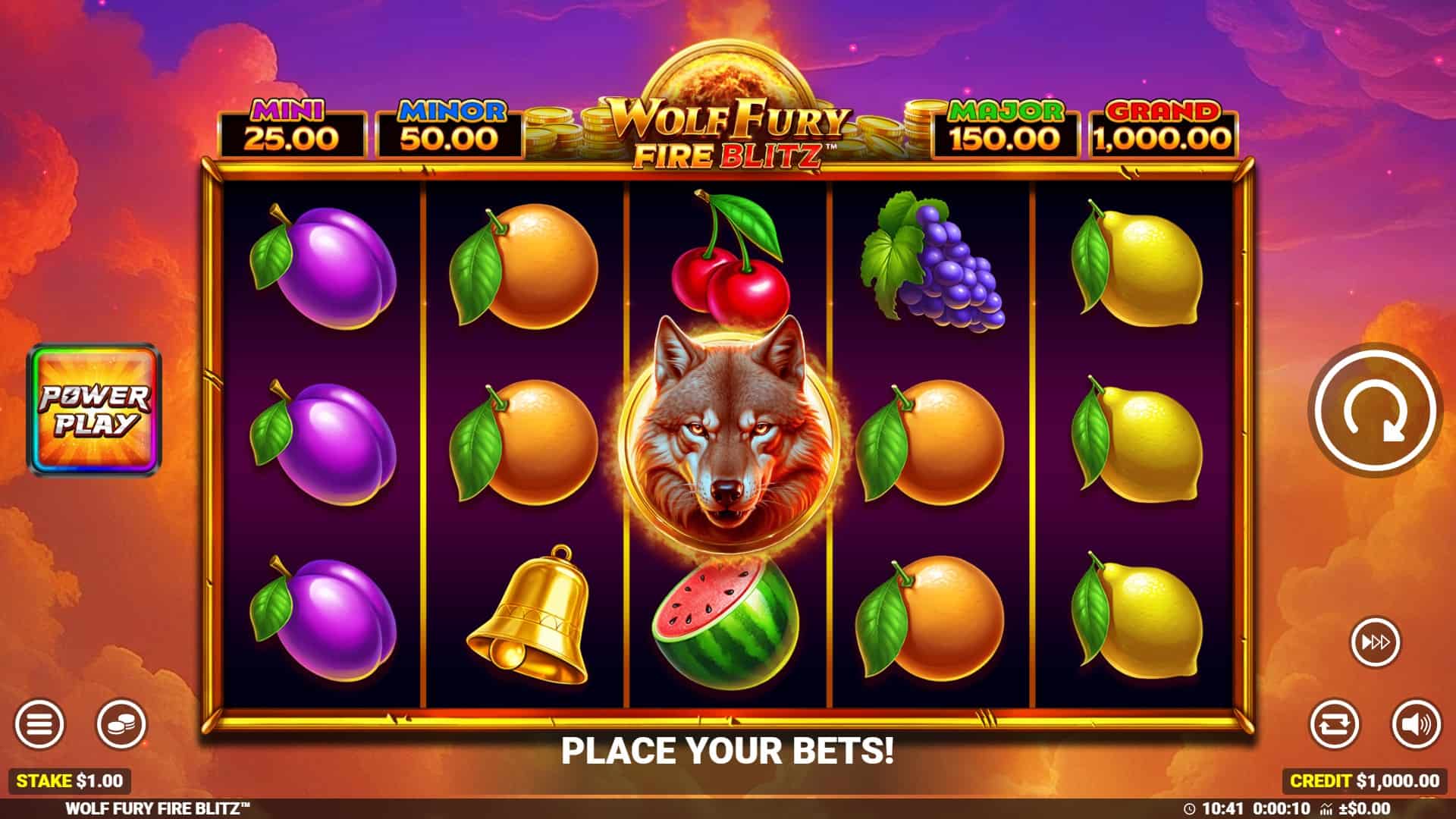 Wolf Fury Fire Blitz slot gameplay reels