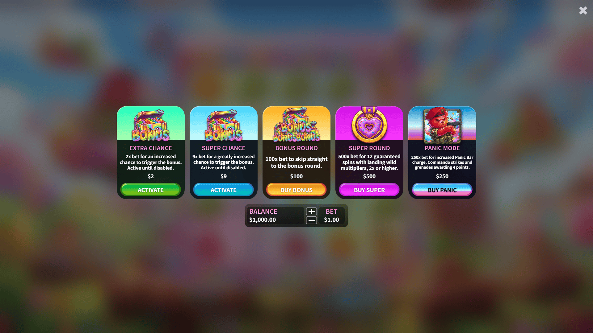 Call of Candy bonus buy menu