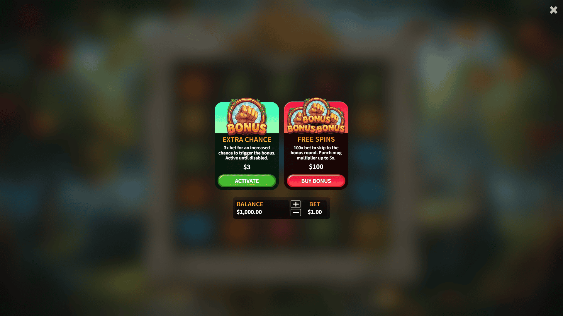 Fruit Puncher bonus buy menu