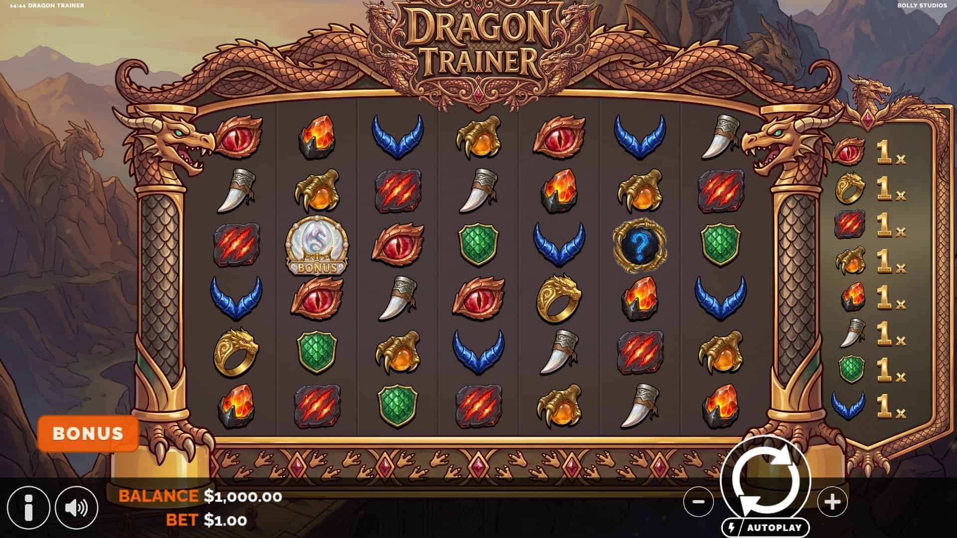 Dragon Trainer slot gameplay reels