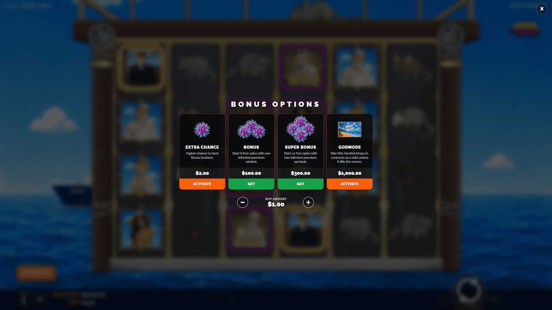 Hanta Virus bonus buy menu