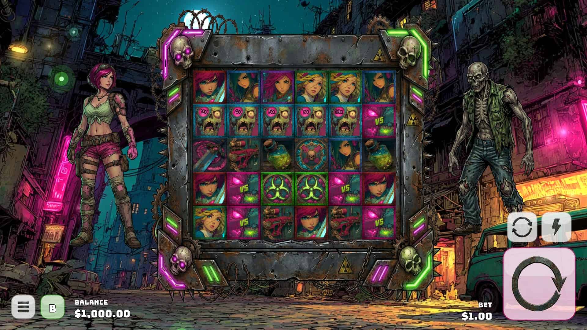 Girls Vs Zombies slot gameplay reels