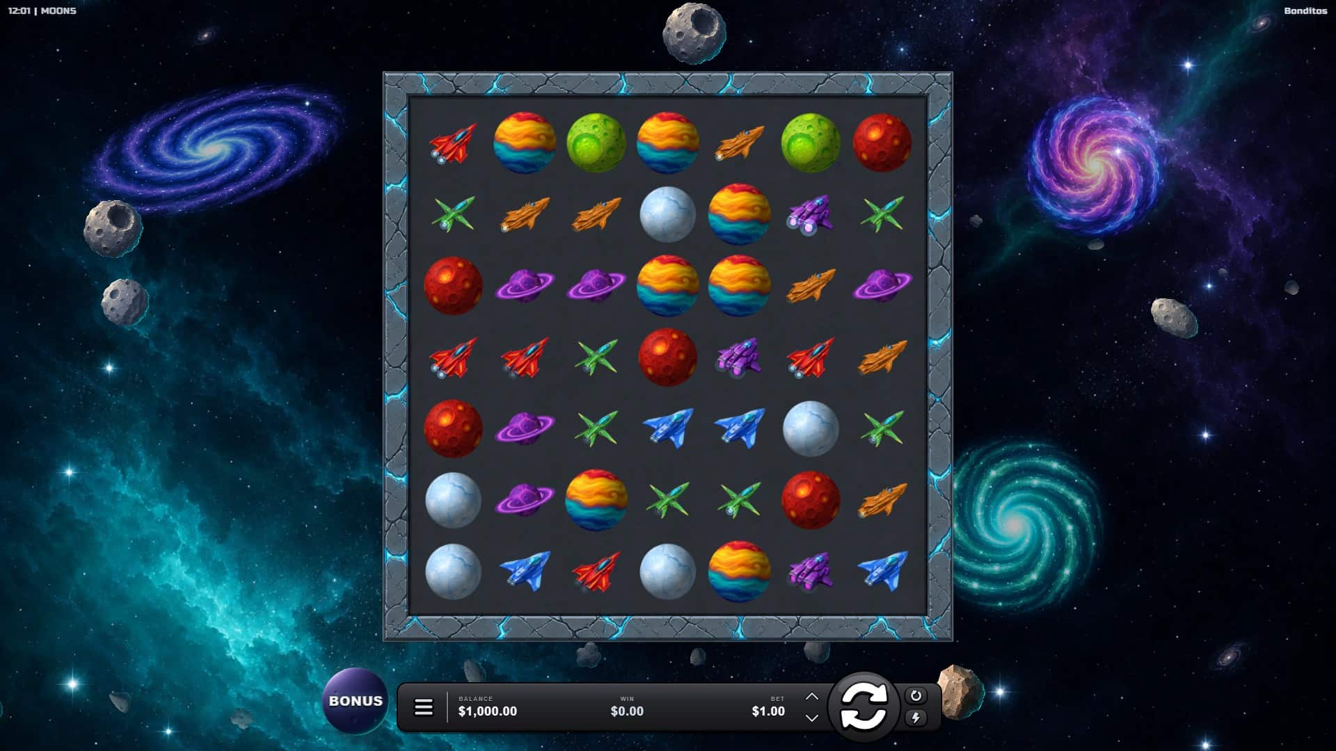 Moons slot gameplay reels