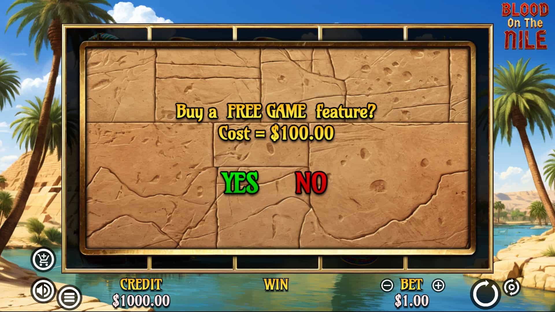 Blood on the Nile bonus buy menu
