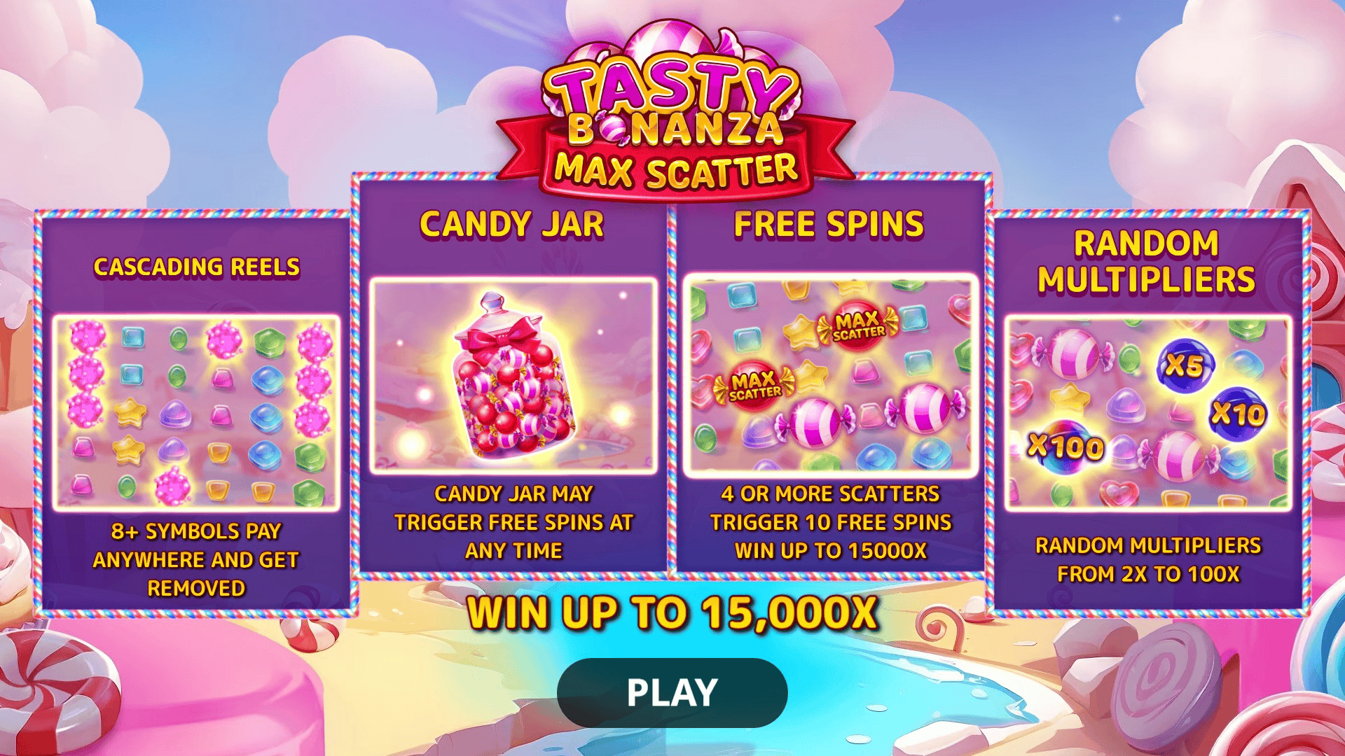 Tasty Bonanza Max Scatter slot intro screen