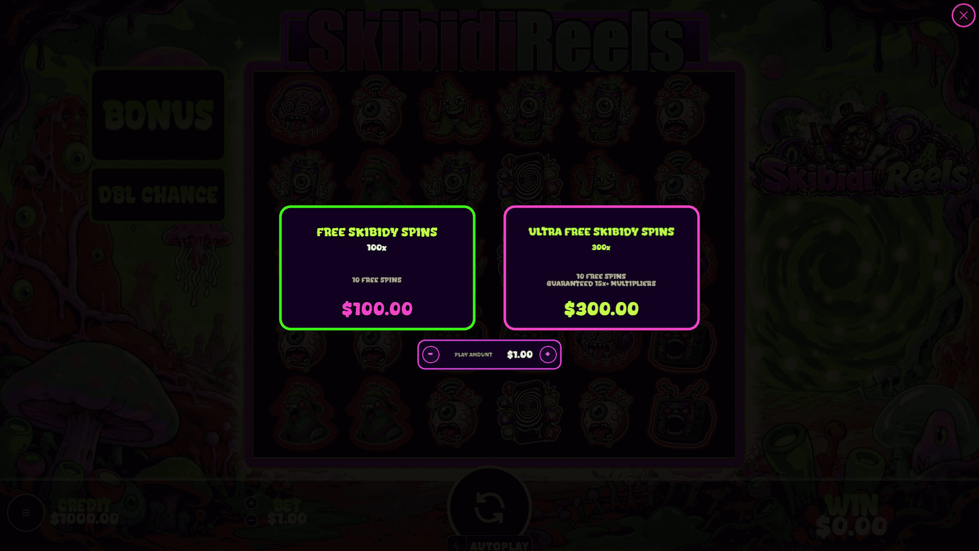 Skibidi Reels bonus buy menu