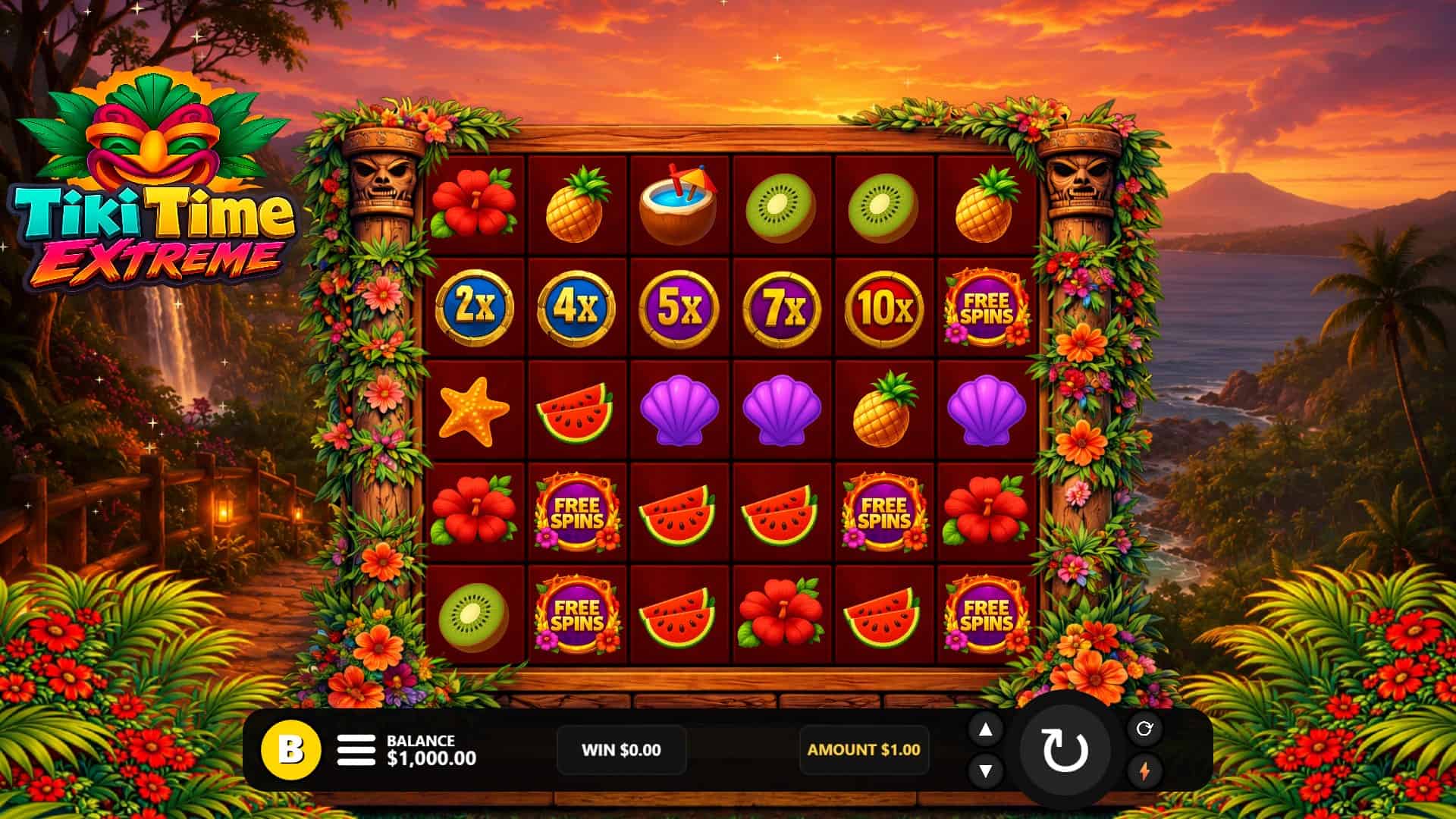 Tiki Time Extreme slot gameplay reels
