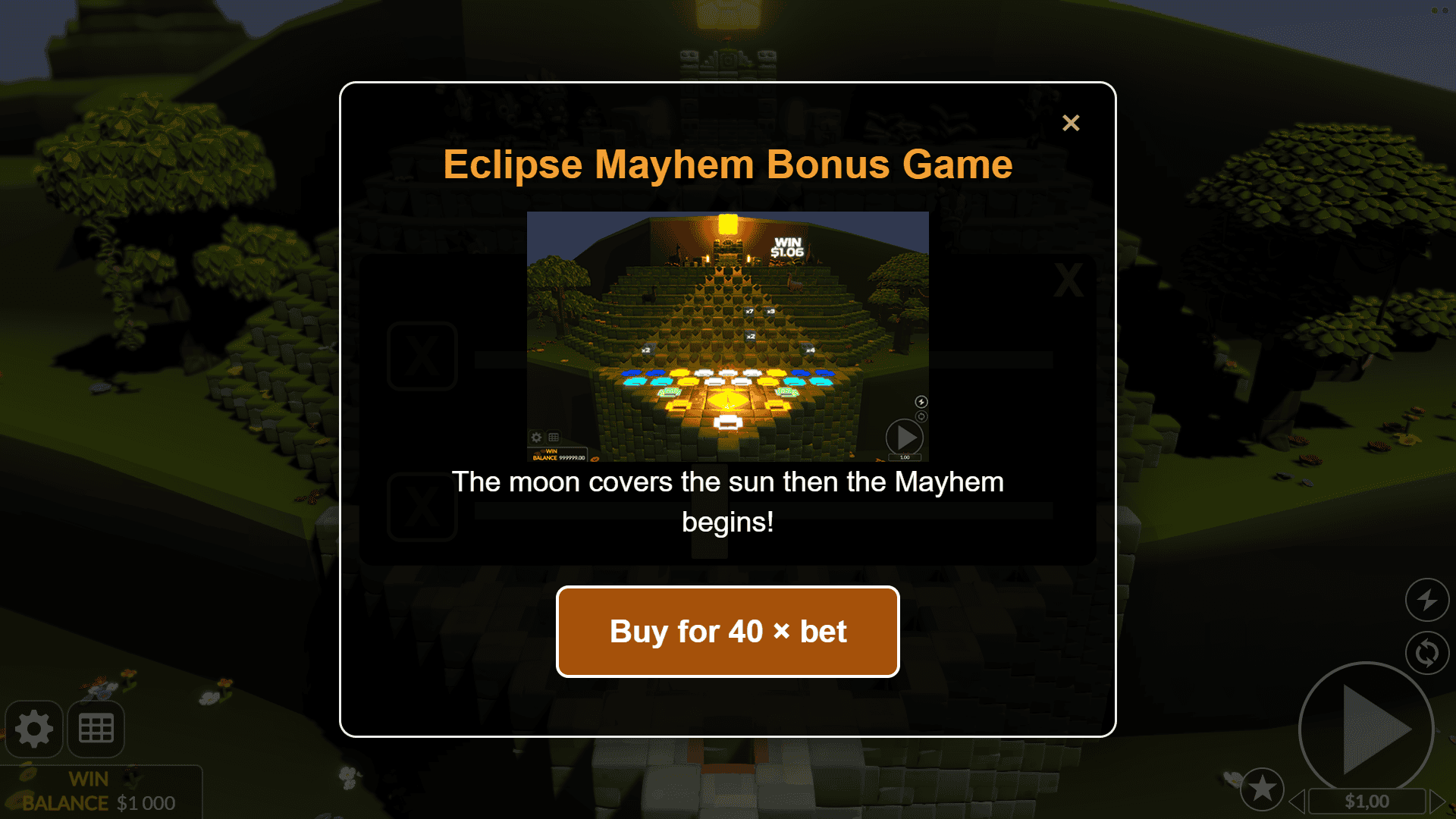 Mayan Mayhem bonus buy menu