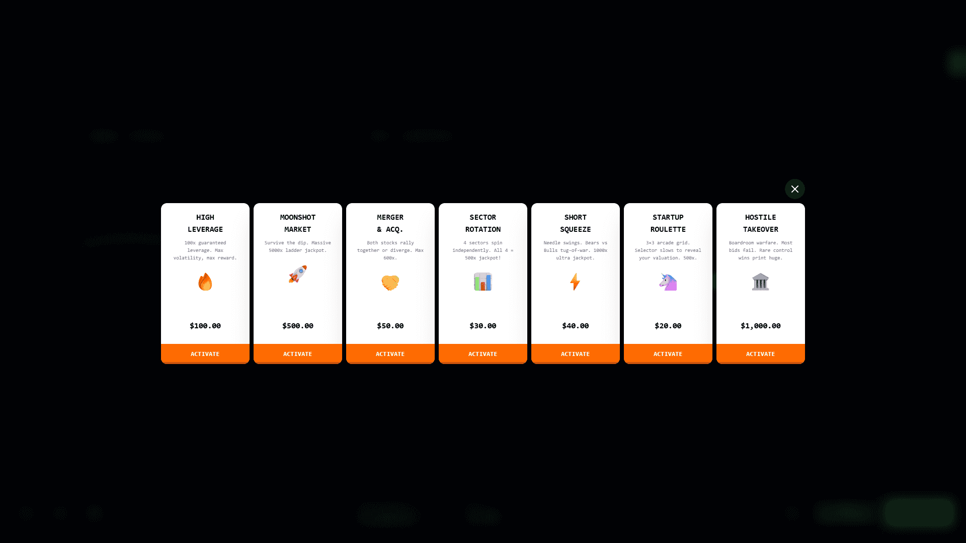 AI Trading Simulator bonus buy menu