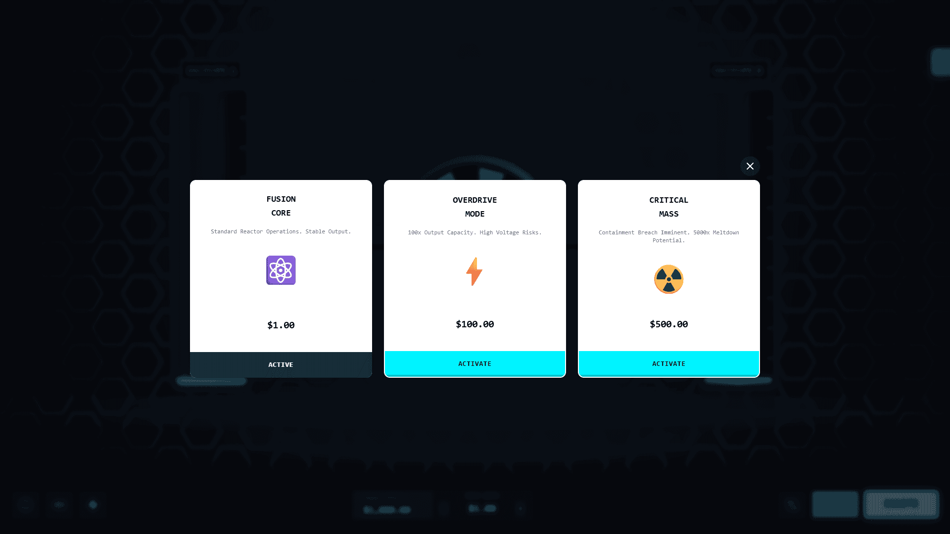Nuclear Invasion bonus buy menu