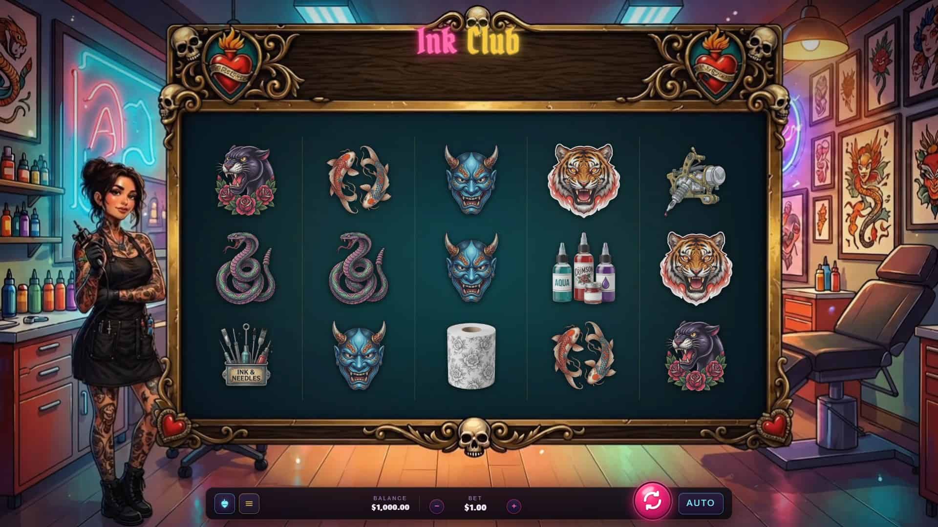 Ink Club slot gameplay reels